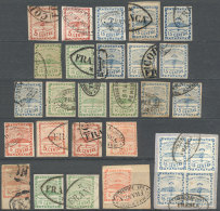Lot Of 28 Examples With FORGED CANCELS, Interesting For Study! - Used Stamps