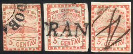 GJ.1, 3 Used Examples With Genuine Cancels, All With Minor Defects, Catalog Value US$120 - Oblitérés