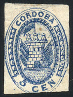 GJ.1A, 5c. Dark Blue, With Defects, Good Appearance, Catalog Value US$200. - Cordoba (1858-1860)