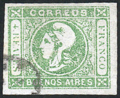 GJ.16, 4R. Green, Worn Impression, Very Nice Example, Catalog Value US$100 - Buenos Aires (1858-1864)