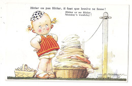 Cpa Illustrateur Tempest Hitler Ou Pas Il Faut Que Lessive Se Fasse ! Enfant Made In England Angleterre - Autres & Non Classés