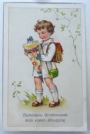 Cp Litho Illustrateur ZDB Enfant Garcon Et Cornet Sac Ecole Fete Rentrée Scolaire Herzlichen Glückwunsch Voyagé 1941 - Primo Giorno Di Scuola