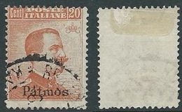 1921-22 EGEO PATMO USATO EFFIGIE 20 CENT - U27-3 - Egée (Patmo)