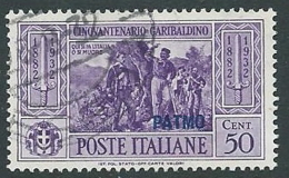 1932 EGEO PATMO USATO GARIBALDI 50 CENT - U27-4 - Egée (Patmo)