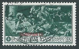 1930 EGEO SCARPANTO USATO FERRUCCI 25 CENT - U27-7 - Egée (Scarpanto)