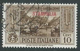 1932 EGEO STAMPALIA USATO GARIBALDI 10 CENT - U27-8 - Aegean (Stampalia)