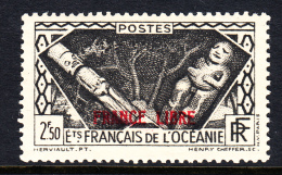 French Polynesia MH Scott #127 FRANCE LIBRE Overprint Red On 2.50fr Idols - Neufs