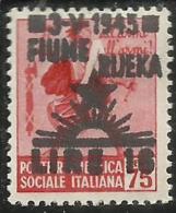 OCCUPAZIONE JUGOSLAVIA IUGOSLAVIA FIUME 1945 SENZA FILIGRANA UNWATERMARK LIRE 16 SU CENT. 75 MNH - Occ. Yougoslave: Trieste