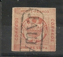PERU - 1860 1 Peseta ZIG ZAG Lines - Brick Red - Yvert # 7a - Scott # 10a - Vf JAUJA Alongside Cancel - Peru