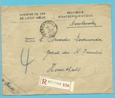 Aangetekende Brief Met Hoofding "CHEMINS DE FER DE L'ETAT BELGE" Met Stempel HERENTHALS Op 16/2/1926 - Zonder Portkosten
