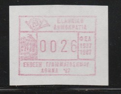 (Β327-3) Greece 1987 ATM Frama Philatelic Exhibition Of Athens ´87 - Timbres De Distributeurs [ATM]