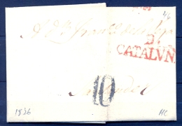 1836 , CATALUÑA , D.P. 5 , CARTA CIRCULADA ENTRE BARCELONA  Y SANTANDER Nº 45 - ...-1850 Prefilatelia