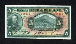 BOLIVIA BILLETES 1928;  "5 BOLIVIANOS" –BANCO CENTRAL DE BOLIVIA. - Bolivia