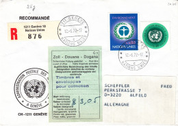 Nations Unies - Suisse - Lettre Recommandée De 1972 - Oblit Genève - Avec Vignette De La Douane - Environnement - Cartas & Documentos