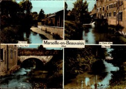 60-MARSEILLE EN BEAUVAISIS...4 VUES.....CPSM GRAND FORMAT. - Marseille-en-Beauvaisis