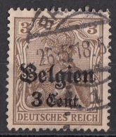N1 Belgio 1914-15 Occupazione Tedesca Viaggiati Used Overprint Belgien 3 Centimes Su 3 - Deutsches Reich - Armée Allemande