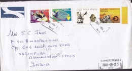 South Africa AIR MAIL Lugpos Par Avion Label SUMMERSTRAND 2006 Cover Brief AHMEDABAD India Rhino Zebra Fish Stamps (2 Sc - Poste Aérienne