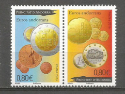 Mise En Circulation Des Premières Pièces En Euro En ANDORRE, Paire Timbres Neufs ** Se-tenant - Neufs