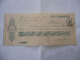 ASSEGNO TERMIGNONI & VILLAVECCHIA NEGOZIANTI IN FORMAGGI E SALUMI ALESSANDRIA 1910 - Cheques & Traveler's Cheques