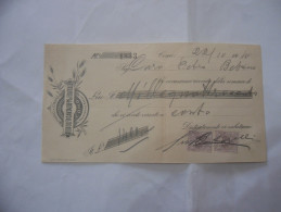 ASSEGNO RODOLFO CANTALUPPI E FRATELLI MOLINO A CILINDRI COMO  1910 - Cheques & Traveler's Cheques