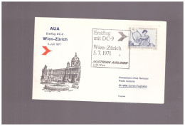 AUA - 5 7 1971 FFC  WIEN-ZURICH - First Flight Covers