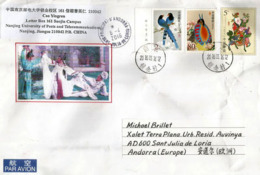 Belle Lettre De Nanjing, Adressée En Andorre, Avec Timbre à Date Arrivée Recto Enveloppe - Covers & Documents