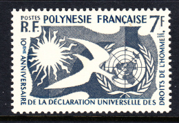 French Polynesia MH Scott #191 7fr Human Rights Issue - Nuevos