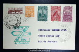 Graf Zeppelin 8. Südamerikafahrt 1933, Brasilianische Post,   Recife  To Rio Sieger 236 B - Posta Aerea & Zeppelin