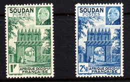 French Sudan MH Scott #118-#119 Set Of 2 Entrance To The Residency At Djennes, Marshal Petain - Vichy Issue - Ongebruikt
