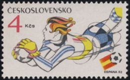 Czechoslovakia / Stamps (1982) 2523: XII. FIFA World Cup Spain 1982 (goalkeeper In Action); Painter: Ivan Strnad - Ungebraucht