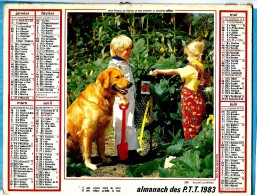 ALMANACH DES P.T.T 1983 (67) - Complet ** CHIEN GOLDEN RETRIEVER - POUSSINS ET CANETONS ** Calendrier * OLLER * N° 219 - Grand Format : 1971-80