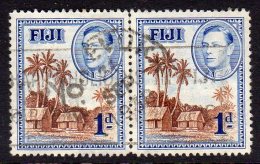 FIJI - 1938-1955 KGVI ONE PENNY 1938 DEFINITIVE P12.5 USED PAIR SG 250 X 2 - Fiji (...-1970)