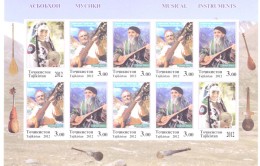 2012. Tajikistan, Musical Instruments, Sheetlet IMPERFORATED, Mint/** - Tadjikistan