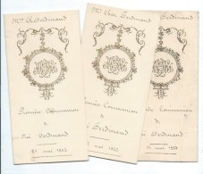 3  Menus De Communion  /Noé Ferdinand/Diner / 1933    MENU149 - Menükarten