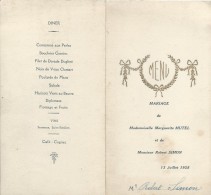 2   Menus De Mariage/Mutel-Simon/Simon/Déjeuner-Diner  / 1925    MENU161 - Menükarten