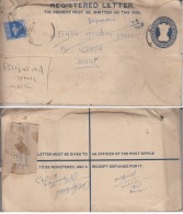 India   Registered  Postal Stationary  Envelope  Used # 90115   Inde Indien - Covers