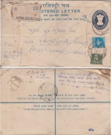 India   Registered  Postal Stationary  Envelope  Used # 90116   Inde Indien - Covers