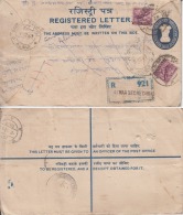 India   Registered  Postal Stationary  Envelope  Used # 90117   Inde Indien - Covers