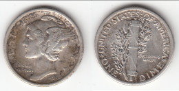 **** USA  - ETATS-UNIS  - 1 DIME 1918 - ONE DIME 1918 MERCURY - SILVER **** EN ACHAT IMMEDIAT !!! - 1916-1945: Mercury (kwik)