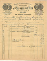 FACTURE J. CYPRIEN SERIN FERS ET METAUX à RODEZ (AVEYRON) 1901 - 1900 – 1949