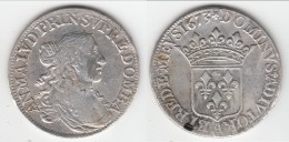 *** PRINCIPAUTE DE DOMBES 1/2 ECU 1673 ANNE-MARIE-LOUISE D'ORLEANS (1657-1693) - ARGENT - SILVER **** EN ACHAT IMMEDIAT - Autres & Non Classés