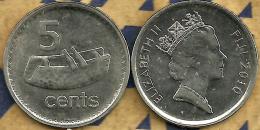 FIJI 5 CENTS ARTEFACT FRONT QEII HEAD BACK 2010 LAST YEAR TYPE VF KM? READ DESCRIPTION CAREFULLY !!! - Fidji