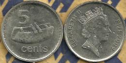 FIJI 5 CENTS ARTEFACT FRONT QEII HEAD BACK 2009 2ND LAST YEAR TYPE VF KM? READ DESCRIPTION CAREFULLY !!! - Fidji