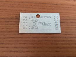 Ticket De Transports RATP (metro) "X - 1ère Classe" - Europa