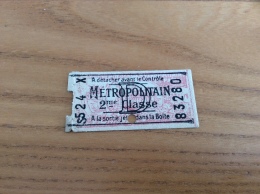 Ticket De Transports MÉTROPOLITAIN (metro) "D - 2me Classe" (Paris, Années 30) - Europa