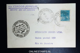 Graf Zeppelin 8. Sudamerikafahrt Sieger 275 D   Recife  To Rio - Airmail