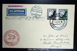 Graf Zeppelin LZ 127 1934, 7. Südamerikafahrt Sieger 271 Ab  Bordpost + Bordstempel - Correo Aéreo & Zeppelin