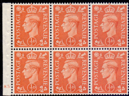 Great Britain 1951 King George VI Pane CYL 85 503d NEW PRICE - Neufs