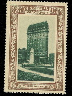 B18-46 CANADA Vancouver Golden Jubilee 1936 MNH Dominion Bank Bldg - Vignettes Locales Et Privées