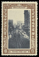 B18-51 CANADA Vancouver Golden Jubilee 1936 MNH Hastings St West Vert - Vignettes Locales Et Privées